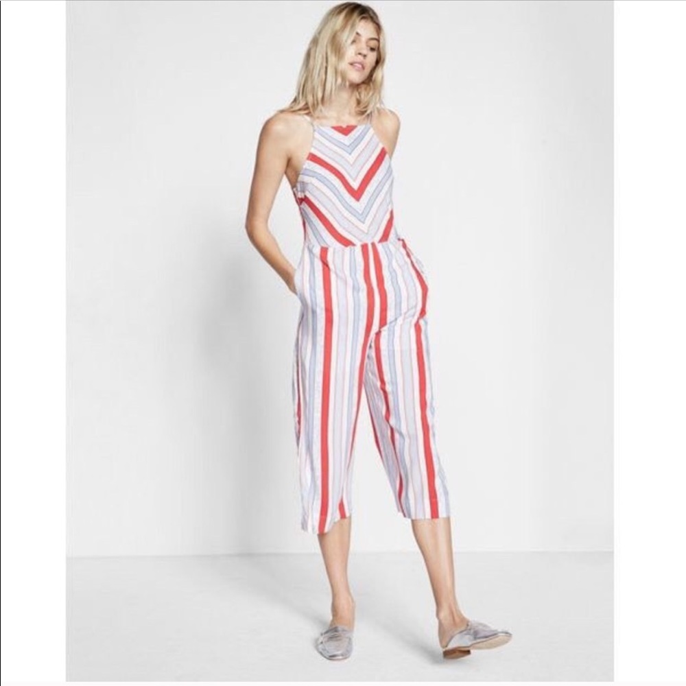 Express red white & blue adjustable strap jumpsuit